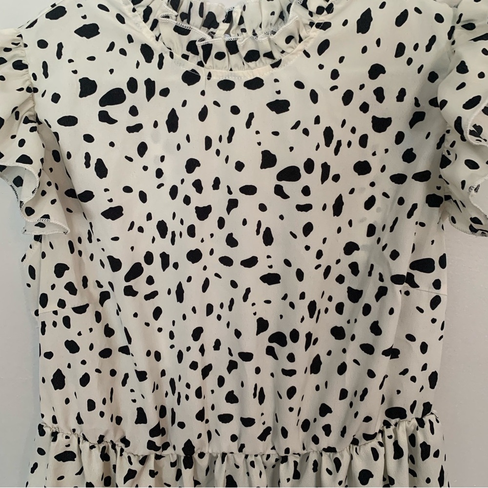 SHEIN Curve , 1XL , Dalmatian print peplum blouse - Picture 2 of 4